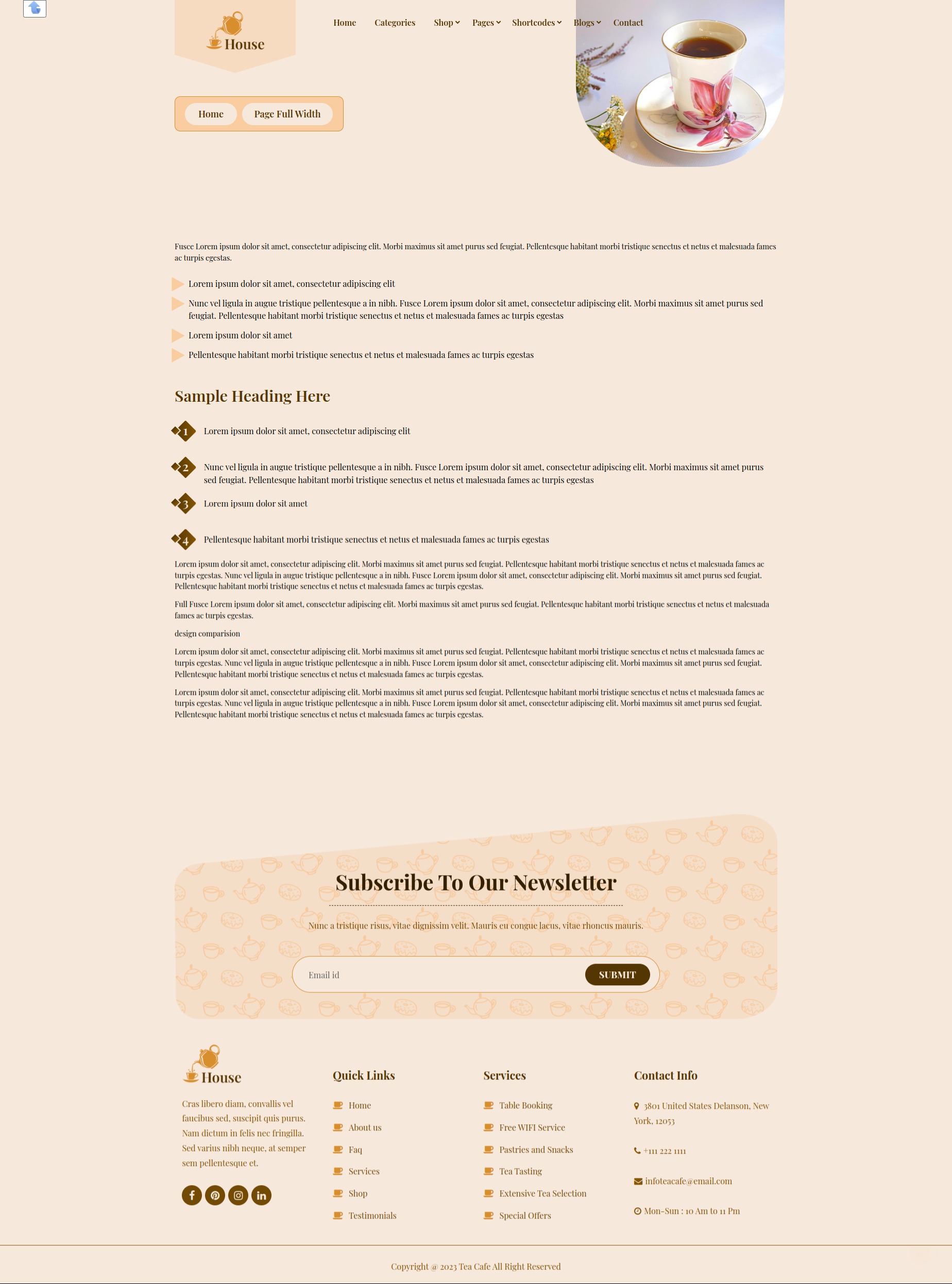 select Full Width Page template