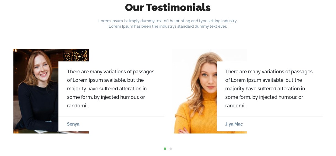 set testimonial section