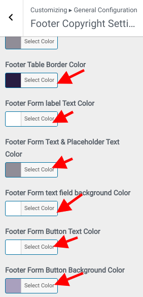 set Footer section