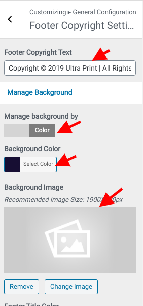 set Footer section