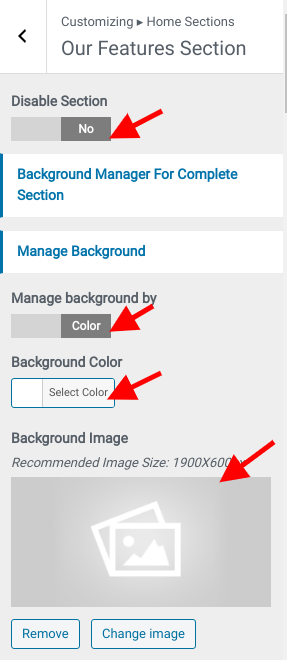 set Facilities Page section