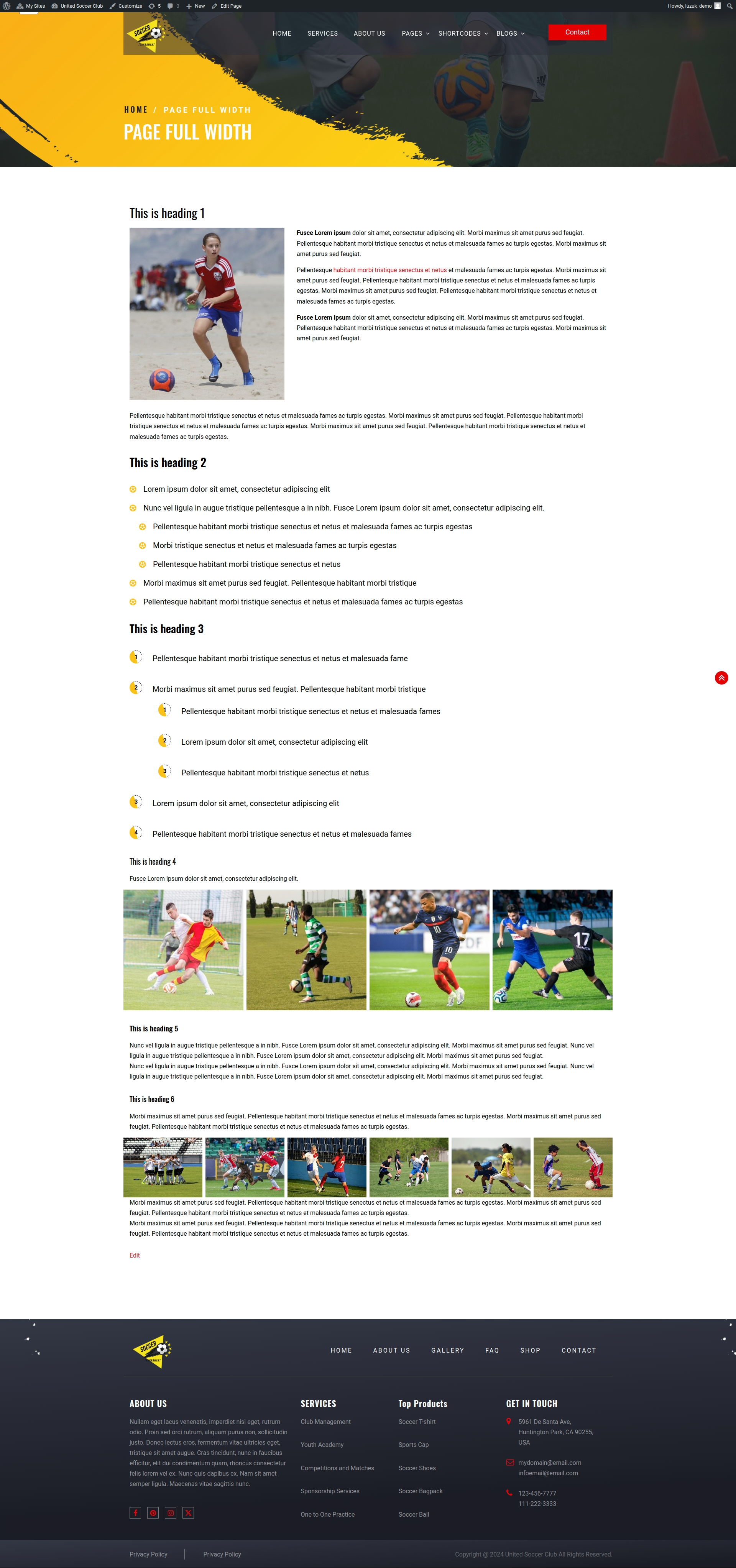 select Full Width Page template