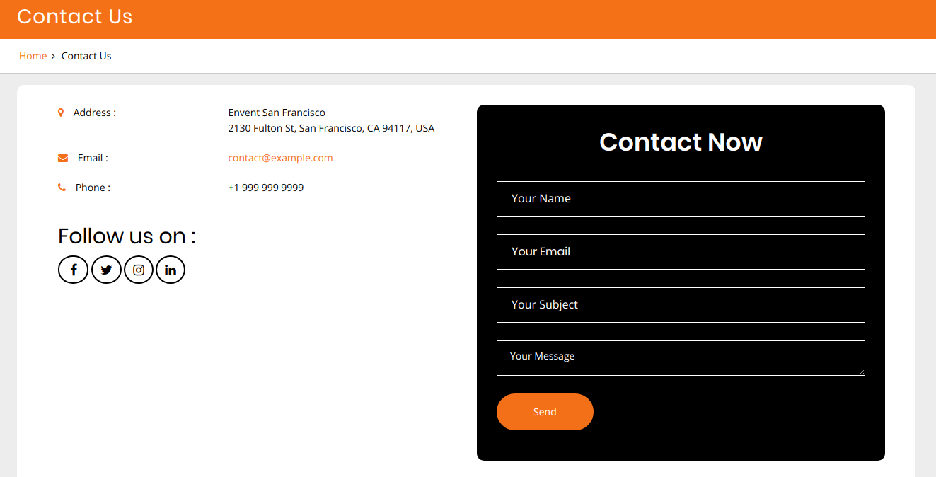 select Contact Page template