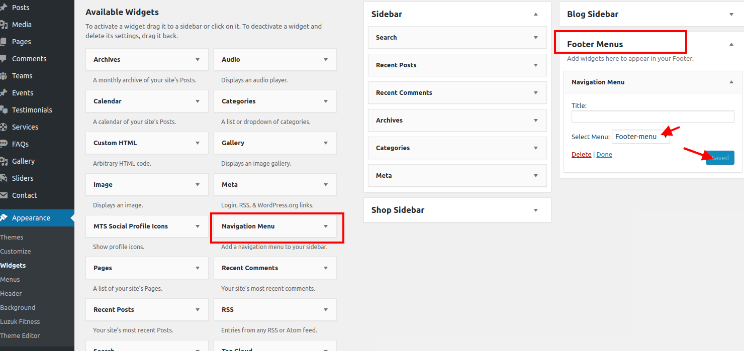 set Footer section