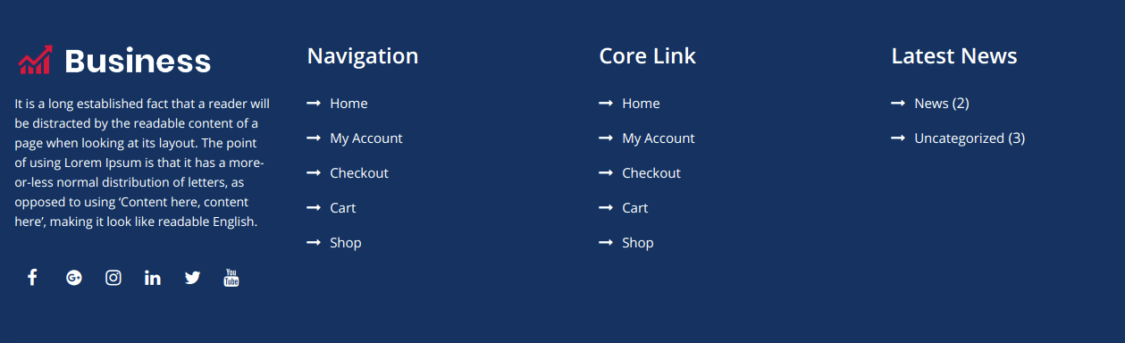 set footer section