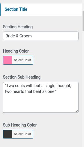 set bride&groom Section