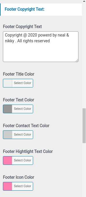 set footer Section