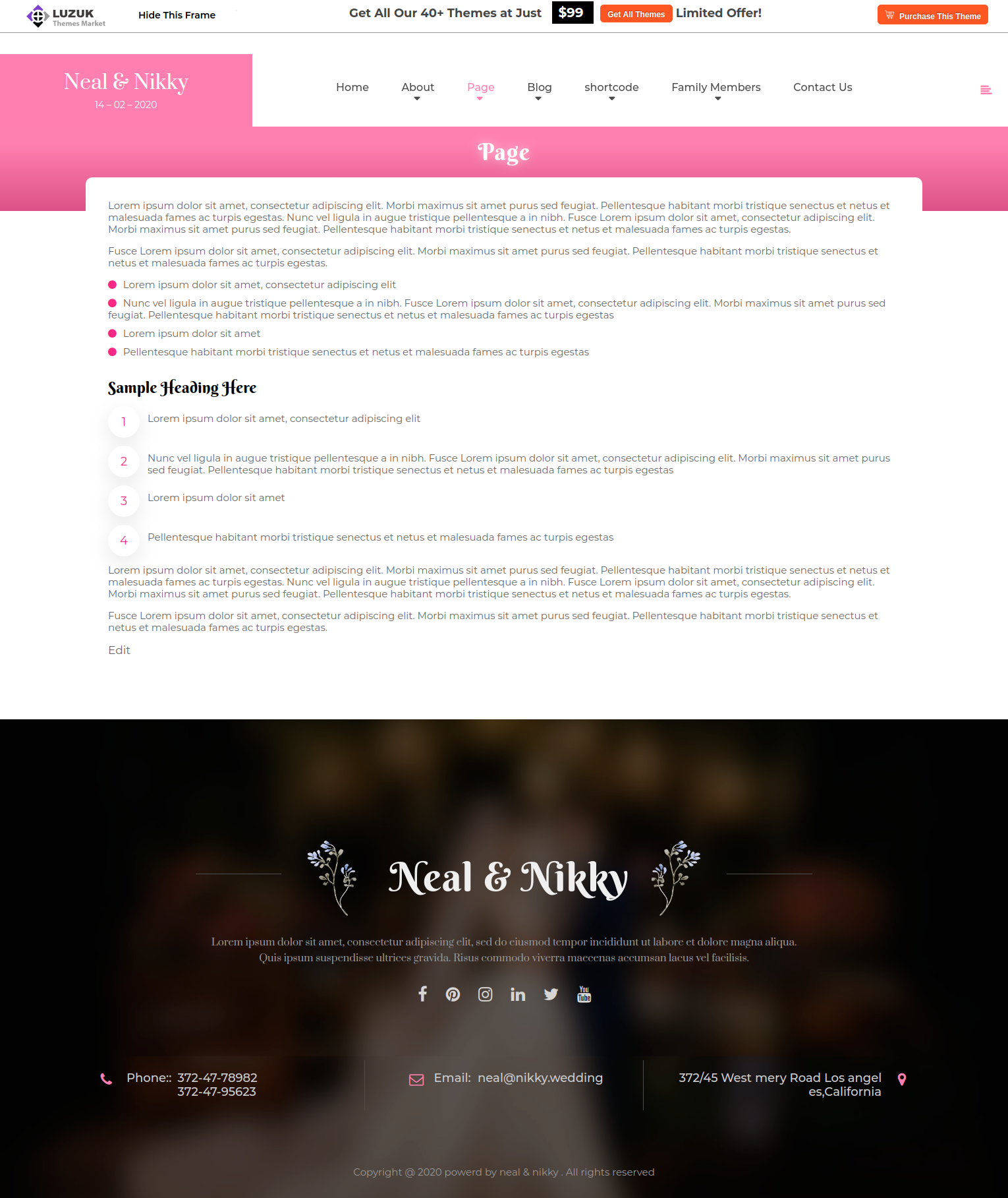 select Full Width Page template