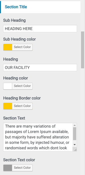 set Facility section