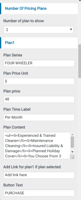 set Pricing section