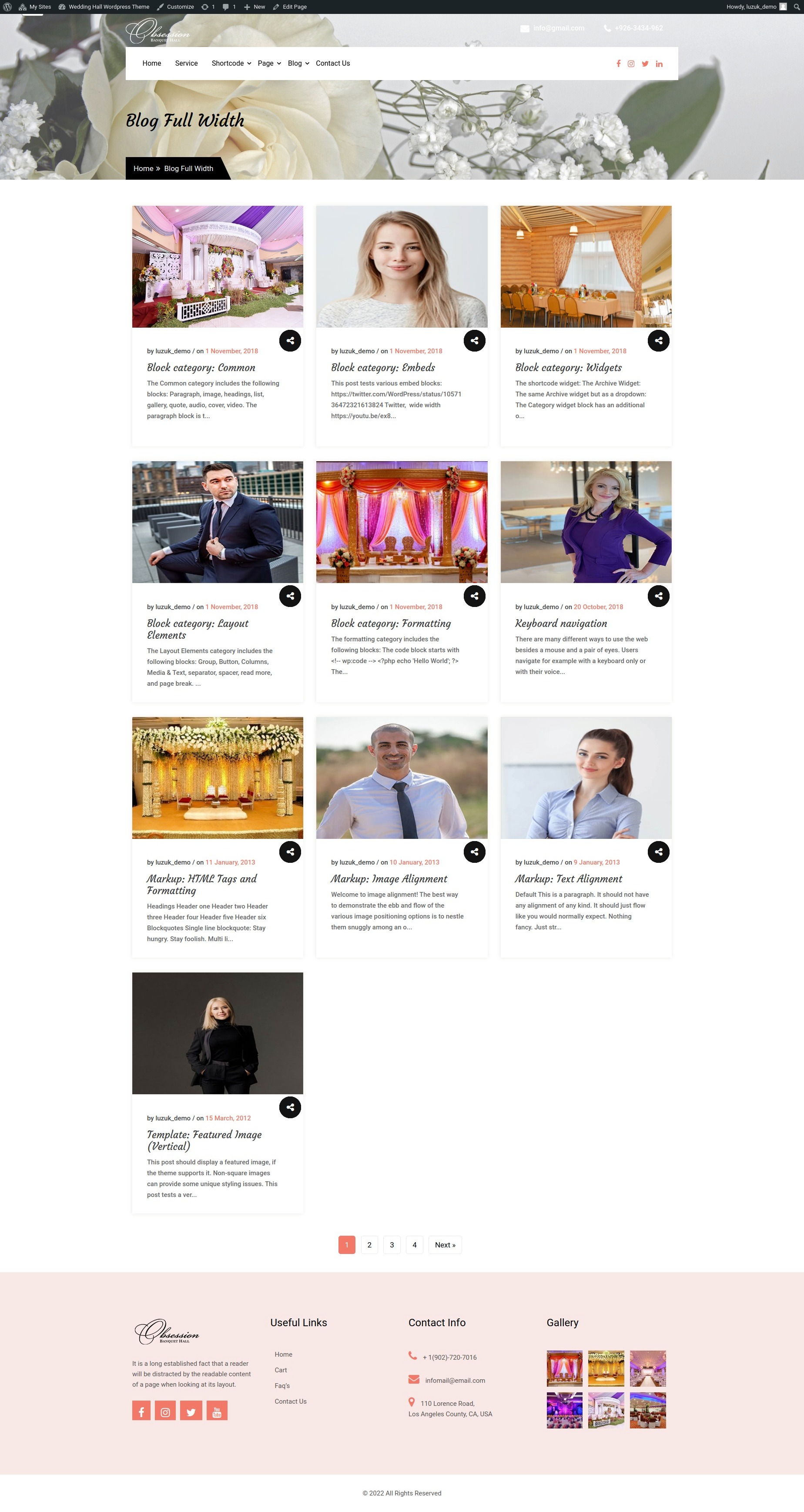 select Blog Full Width template
