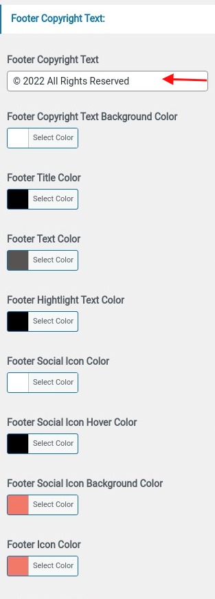 set Footer section