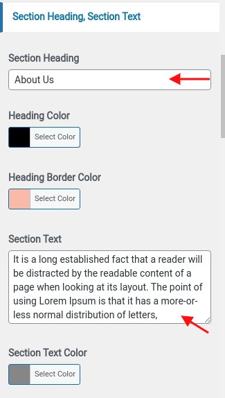 set Featured Page section
