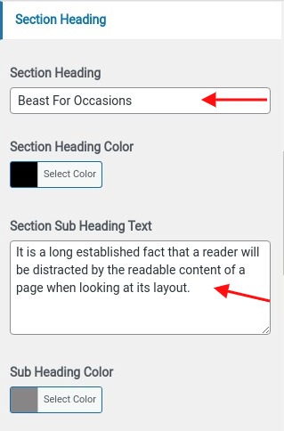 set Featured Page section