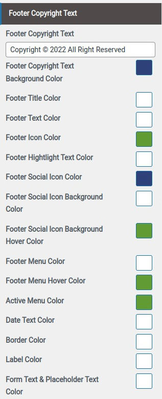 set Footer section