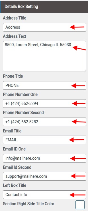 set contact section