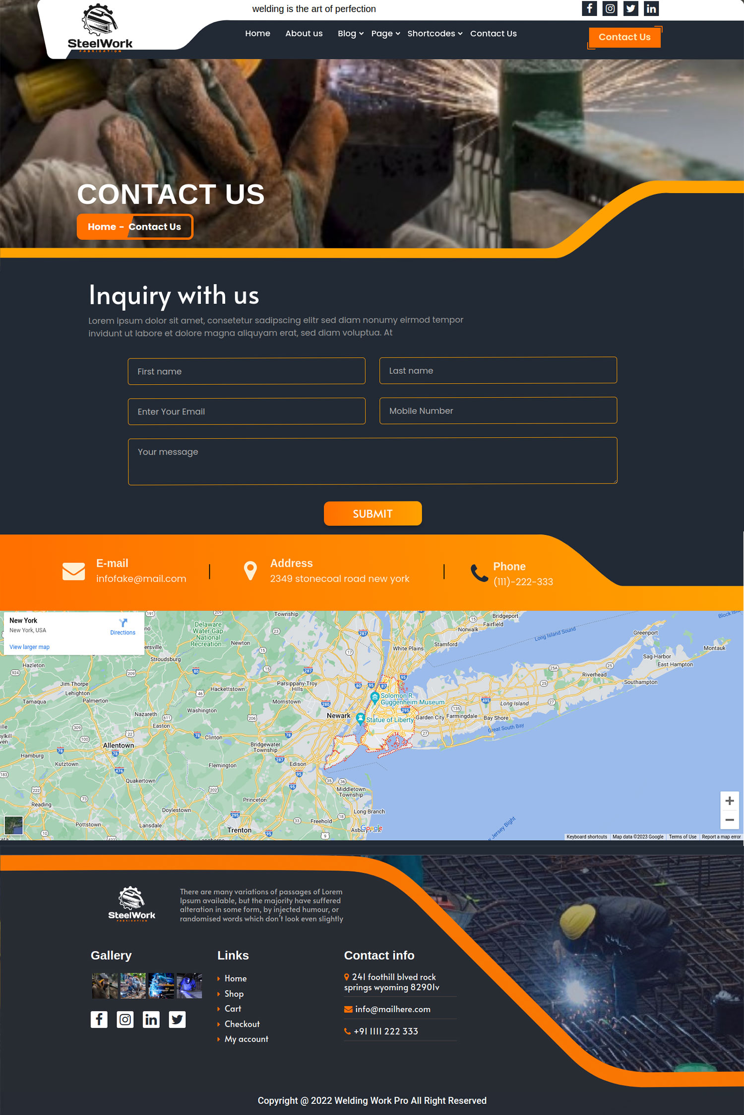 select Contact Page template