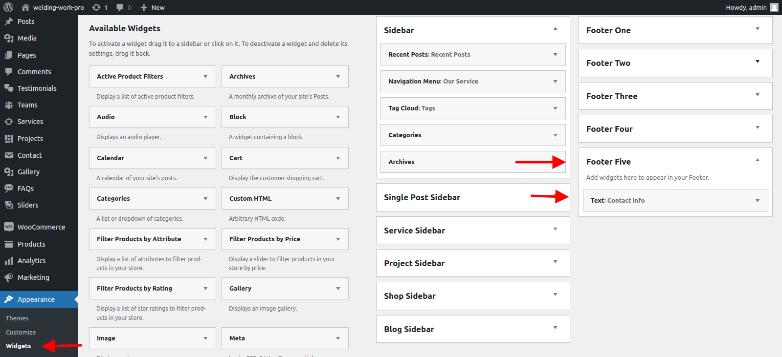 set Footer section