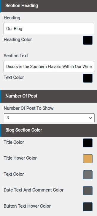 set Blog section