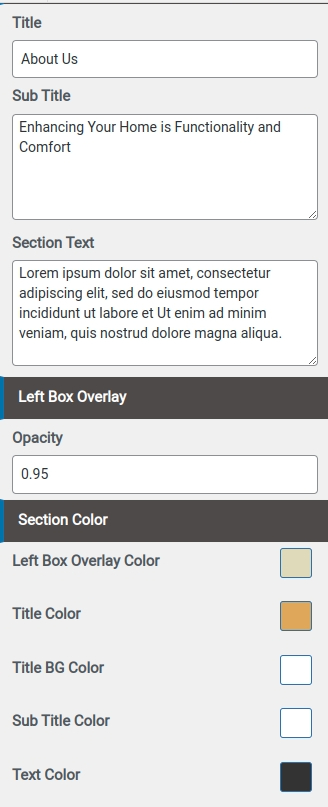 set Featured Page section