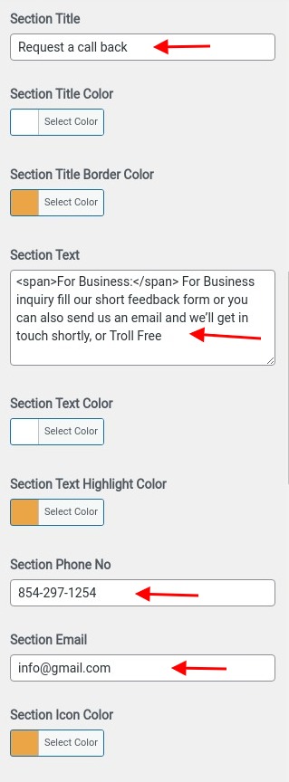 set contact section