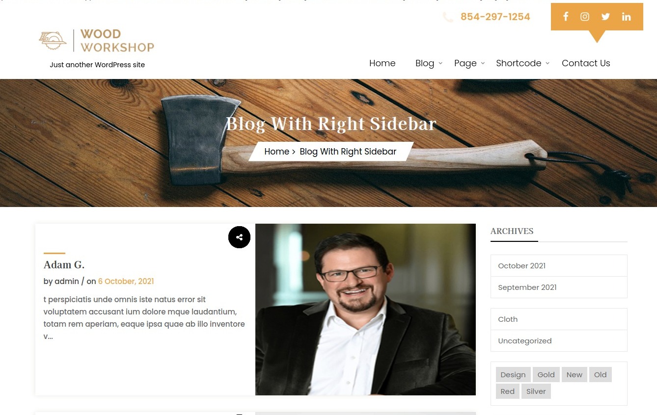 select Blog With Right Sidebar template