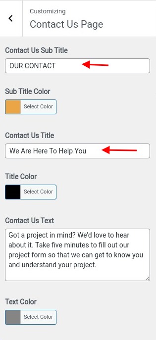 select Contact Page template