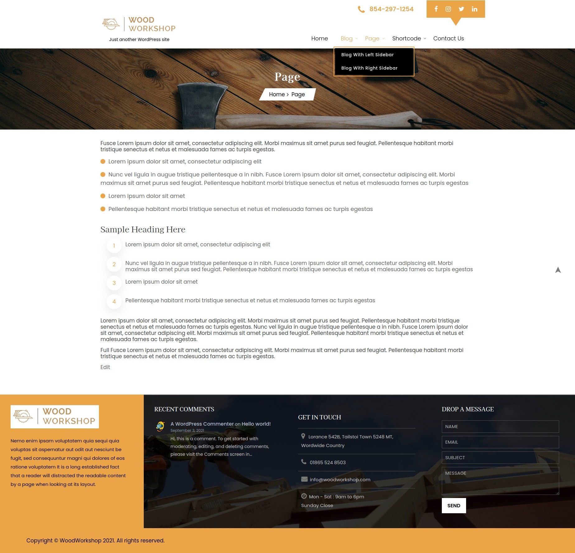 select Full Width Page template