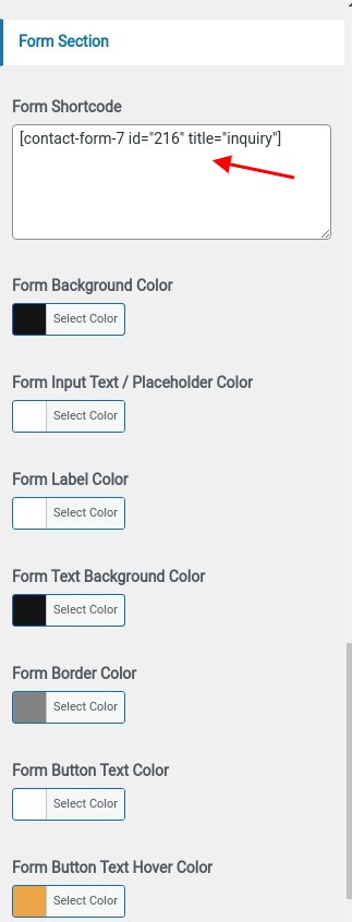 set contact section